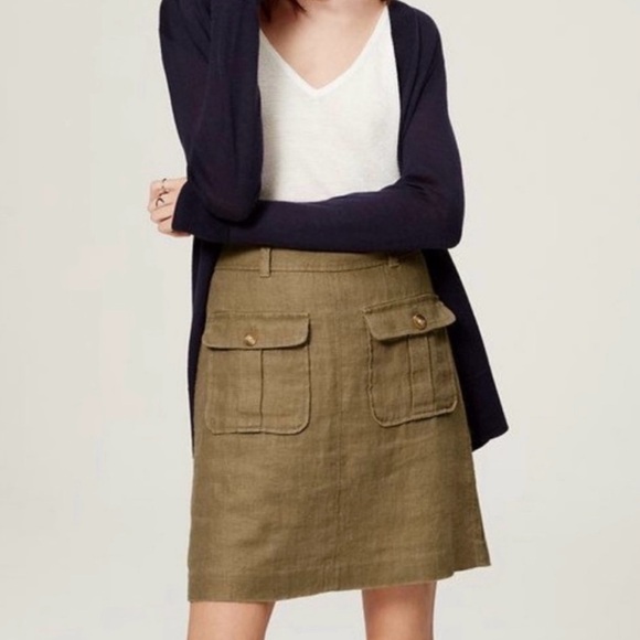 NWT Loft Khaki Linen A-Line Skirt Size 0 - Picture 2 of 16